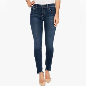 Joe's Flawless Dima Blondie Midrise Raw Hem Skinny Ankle Jeans Dark Indigo Sz 24